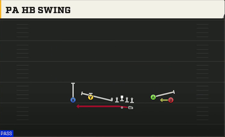Purdue Offense Gun Spread Dbl Flex PA HB Swing play diagram
