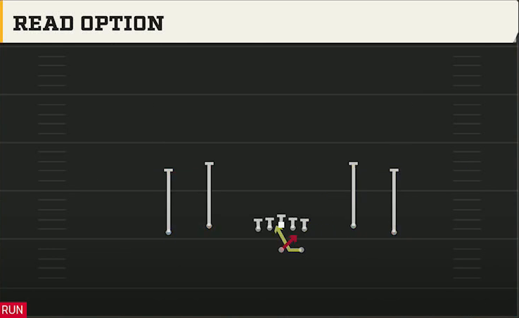 NC State Offense Gun Spread Dbl Flex Read Option play diagram