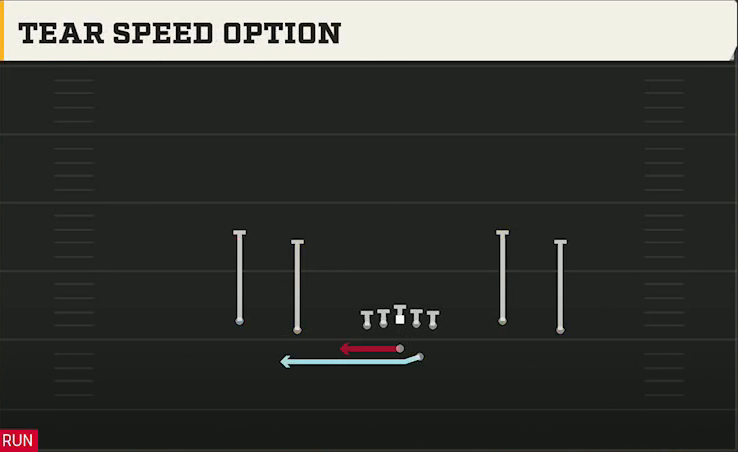 Purdue Offense Gun Spread Flex Tear Speed Option play diagram
