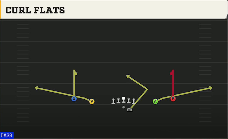 Appalachian State Offense Gun Spread Offset Curl Flats play diagram