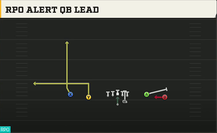 Auburn Offense Gun Spread Wing Y-Flex RPO Alert QB Lead play diagram