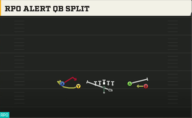 Auburn Offense Gun Spread Wing Y-Flex RPO Alert QB Split play diagram