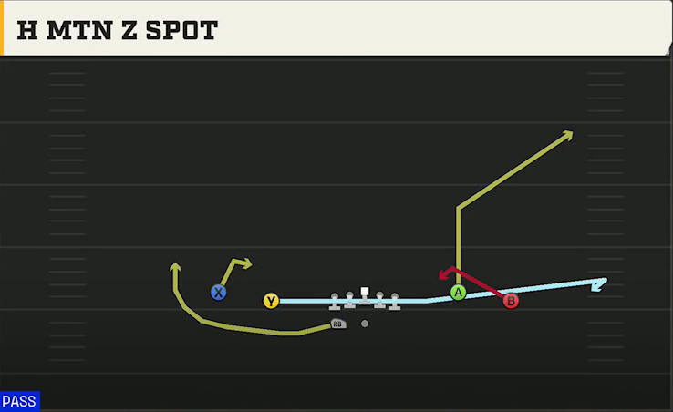 Miami Offense Gun Spread Flex Wk H Mtn Z Spot play diagram