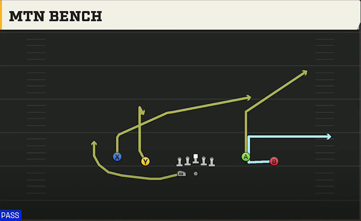 Penn State Offense Gun Spread Y-Flex Wk Mtn Bench play diagram