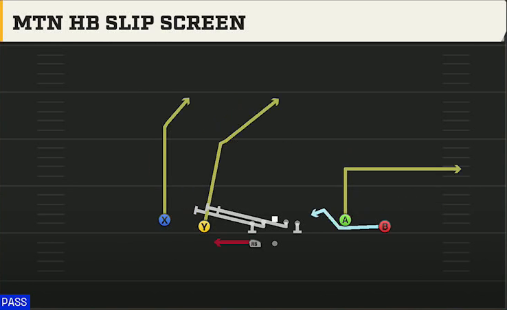 Penn State Offense Gun Spread Y-Flex Wk Mtn HB Slip Screen play diagram