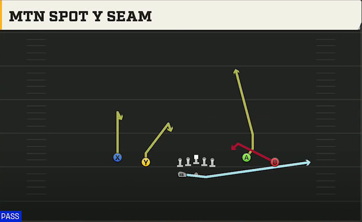Wake Forest Offense Gun Spread Flex Wk Mtn Spot Y Seam play diagram
