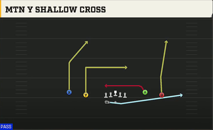 San Diego State Offense Gun Spread Flex Wk Mtn Y Shallow Cross play diagram