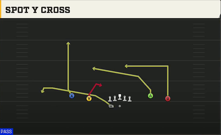 Wake Forest Offense Gun Spread Flex Wk Spot Y Cross play diagram