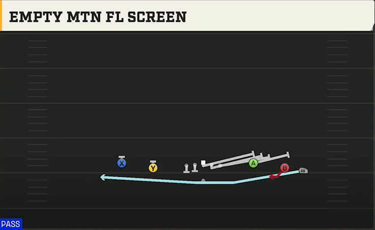 North Texas Offense Gun Spread Y-Flex Empty Mtn FL Screen play diagram