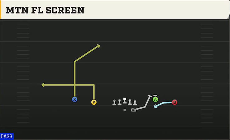 Notre Dame Offense Gun Spread Y-Flex Mtn FL Screen play diagram