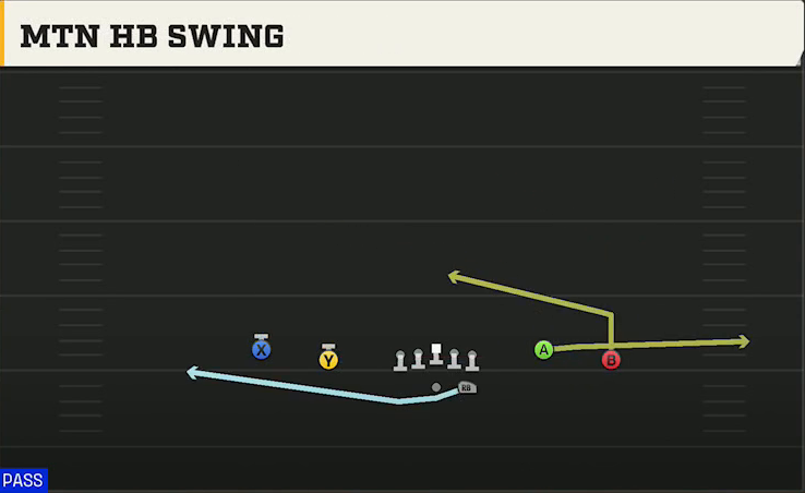Bowling Green Offense Gun Spread Y-Flex Mtn HB Swing play diagram