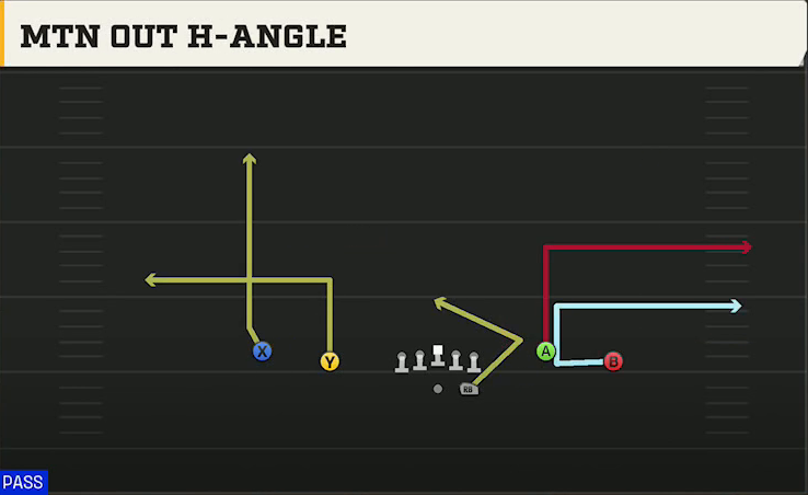 Notre Dame Offense Gun Spread Y-Flex Mtn Out H-angle play diagram