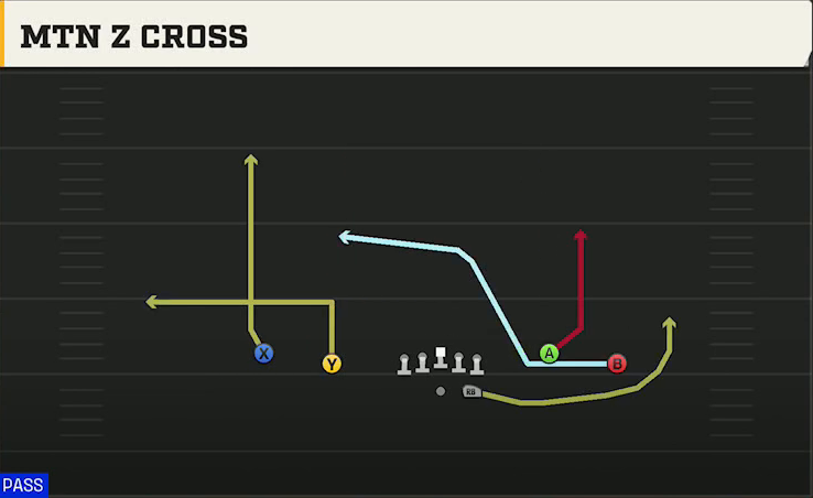 North Texas Offense Gun Spread Y-Flex Mtn Z Cross play diagram
