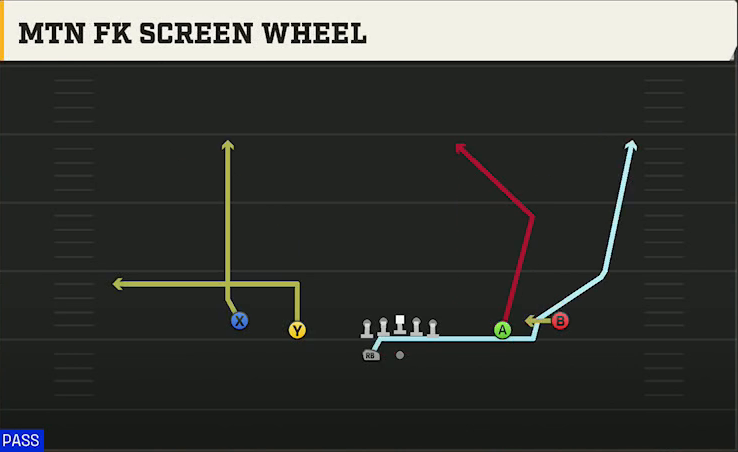 Wake Forest Offense Gun Spread HB Wk Mtn FK Screen Wheel play diagram