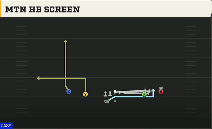 Texas Tech Offense Gun Spread HB Wk Mtn HB Screen play diagram