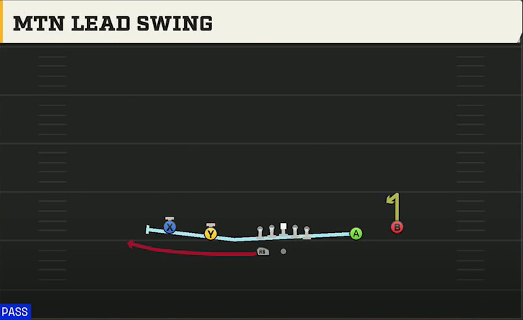 Marshall Offense Gun Spread HB Wk Mtn Lead Swing play diagram