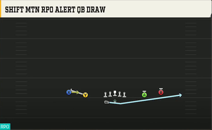 Florida Offense Gun Spread Y-Slot Wk Shift Mtn RPO Alert QB Draw play diagram