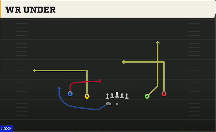 Stanford Offense Gun Spread HB Wk WR Under play diagram