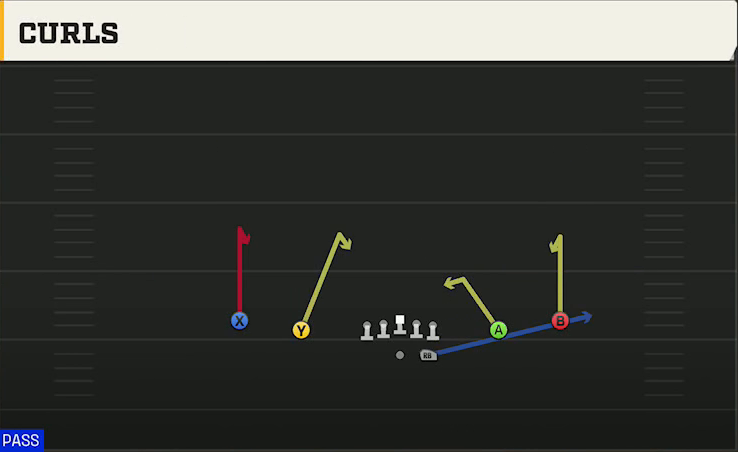 Arizona Offense Gun Spread Y-Slot Curls play diagram