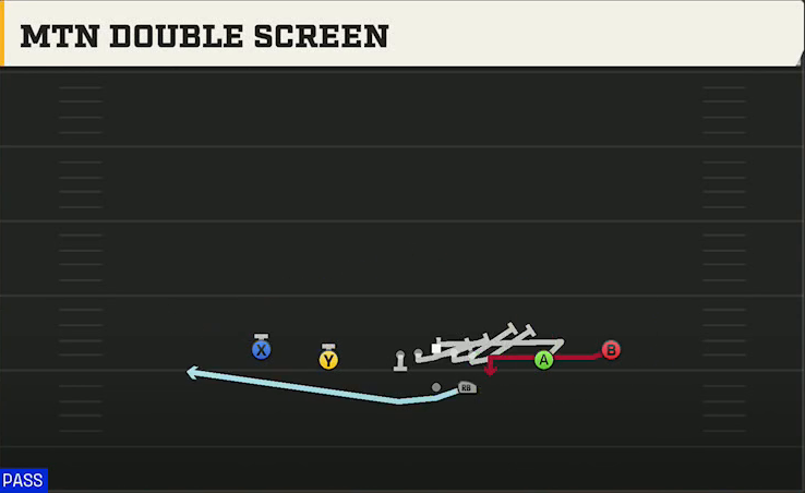 Toledo Offense Gun Spread Y-Slot Mtn Double Screen play diagram