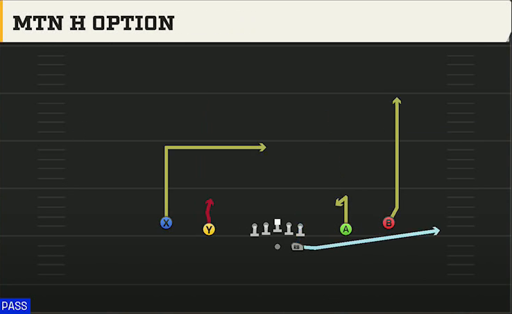 Alabama Offense Gun Spread Y-Slot Mtn H Option play diagram
