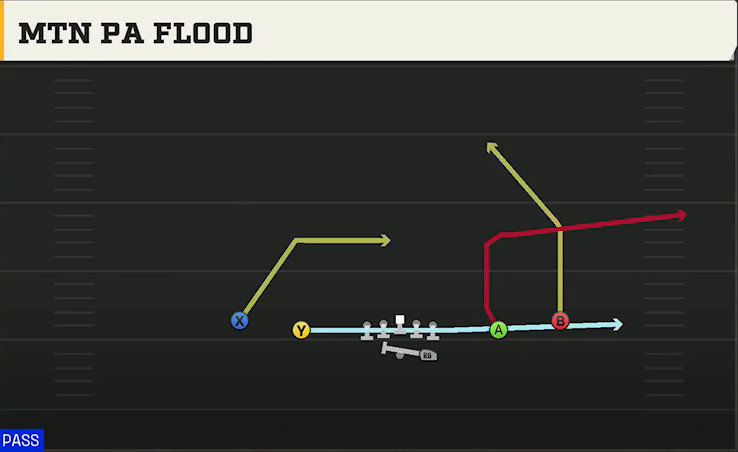 Delaware Offense Gun Spread Y-Slot Mtn PA Flood play diagram