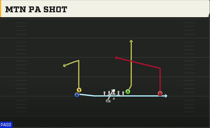 Uconn Offense Gun Stack HB Wk Mtn PA Shot play diagram