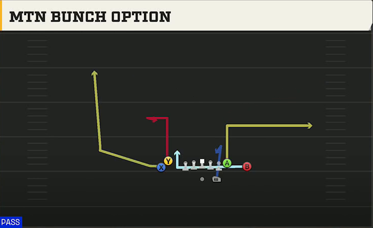 Fresno State Offense Gun Tight Doubles Mtn Bunch Option play diagram