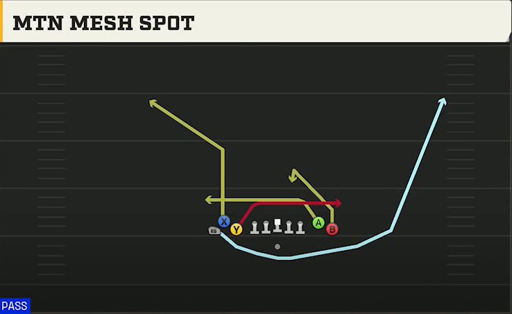 Boston College Offense Gun Tight Flex Mtn Eagles Mesh Spot play diagram