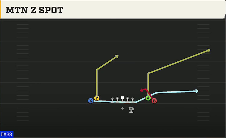 Notre Dame Offense Gun Tight Open Mtn Z Spot play diagram