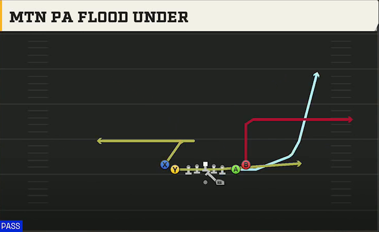 Western Michigan Offense Gun Tight Slots Mtn PA Flood Under play diagram