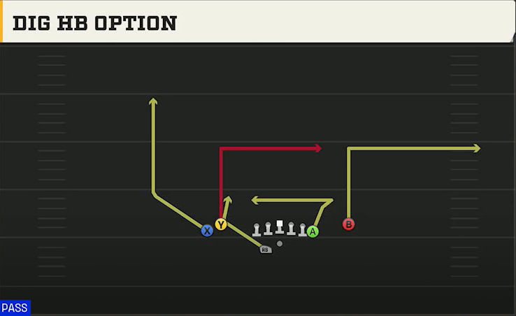 South Alabama Offense Gun Tight Y Off Wk Dig HB Option play diagram