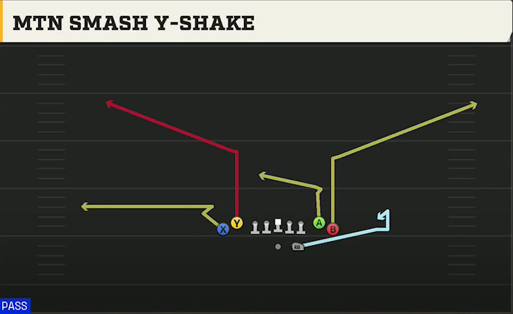 Wake Forest Offense Gun Tight Mtn Smash Y-shake play diagram
