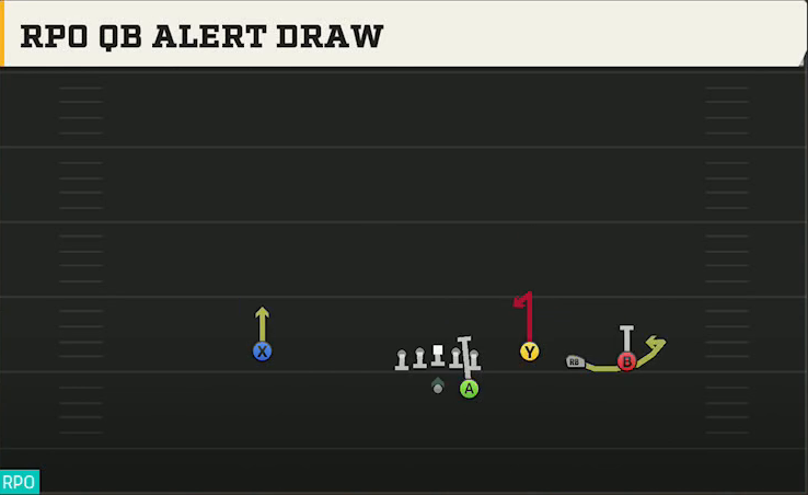 LSU Offense Gun Trey Open Str RPO QB Alert Draw play diagram
