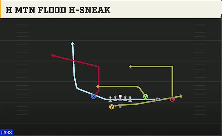 East Carolina Offense Gun Trey Open H Mtn Flood H-sneak play diagram
