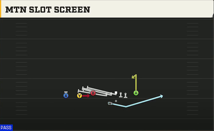 Cal Offense Gun Trey Y-Flex Str Mtn Slot Screen play diagram