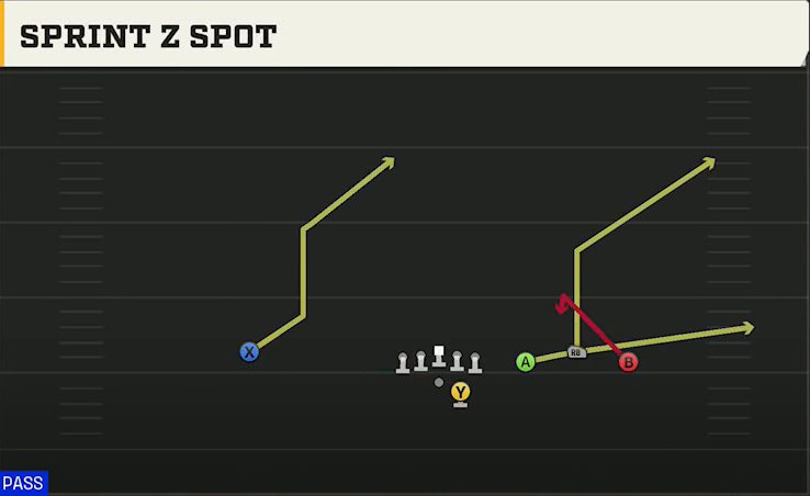 TCU Offense Gun Trio 4WR Str Sprint Z Spot play diagram