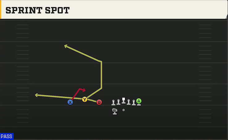 Akron Offense Gun Trio HB Wk Sprint Spot play diagram