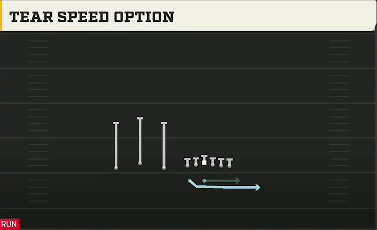 Kennesaw State Offense Gun Trio HB Wk Tear Speed Option play diagram