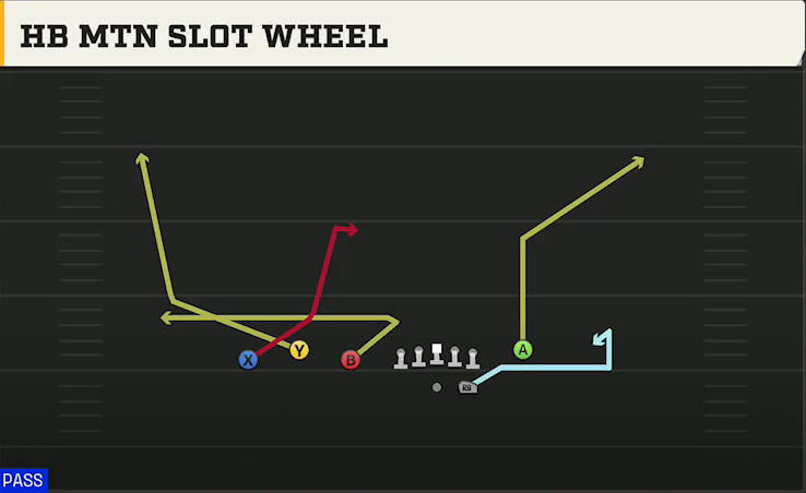 Oregon Offense Gun Trio Y-Flex HB Mtn Slot Wheel play diagram