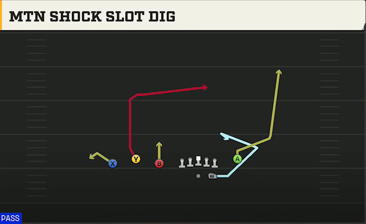 Oregon Offense Gun Trio Y-Flex Shuffle Shock Slot Dig play diagram
