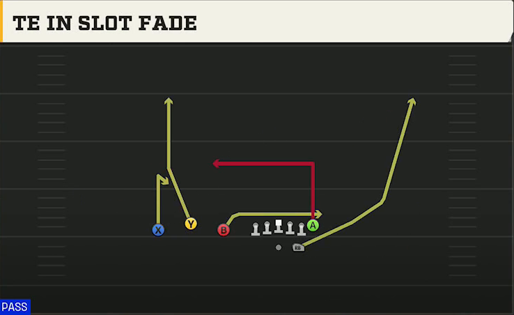 Charlotte Offense Gun Trio TE In Slot Fade play diagram