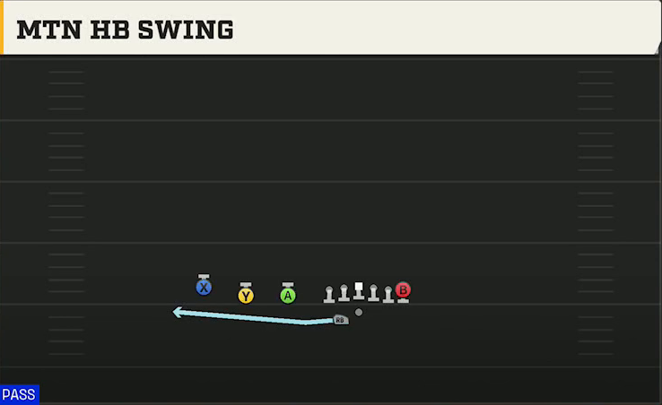 Navy Offense Gun Trips TE Offset Wk Mtn HB Swing play diagram