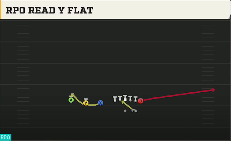 Wyoming Offense Gun Trips TE RPO Read Y Flat play diagram
