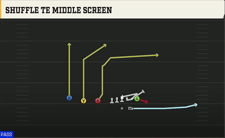 Bowling Green Offense Gun Trips TE Shuffle TE Screen play diagram