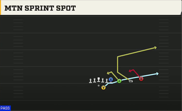 Boston College Offense Gun Trips Y Over Mtn Sprint Spot play diagram