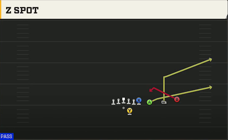 Buffalo Offense Gun Trips Y Over Z Spot play diagram