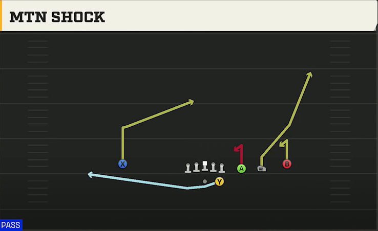 USF Offense Gun Trips Y Slot Str Mtn Shock play diagram