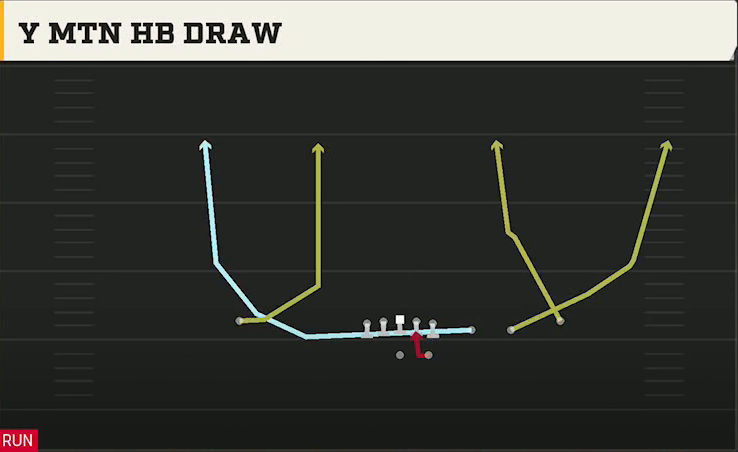 USF Offense Gun Trips Y Slot Str Y Mtn HB Draw play diagram