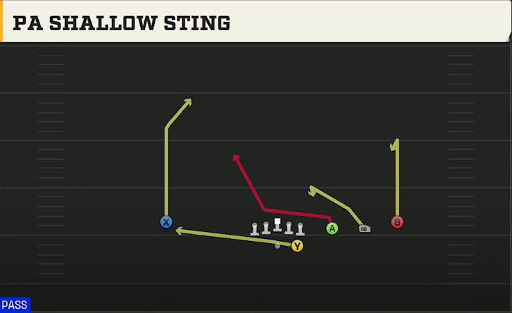 UTSA Offense Gun Trips PA Shallow Sting play diagram